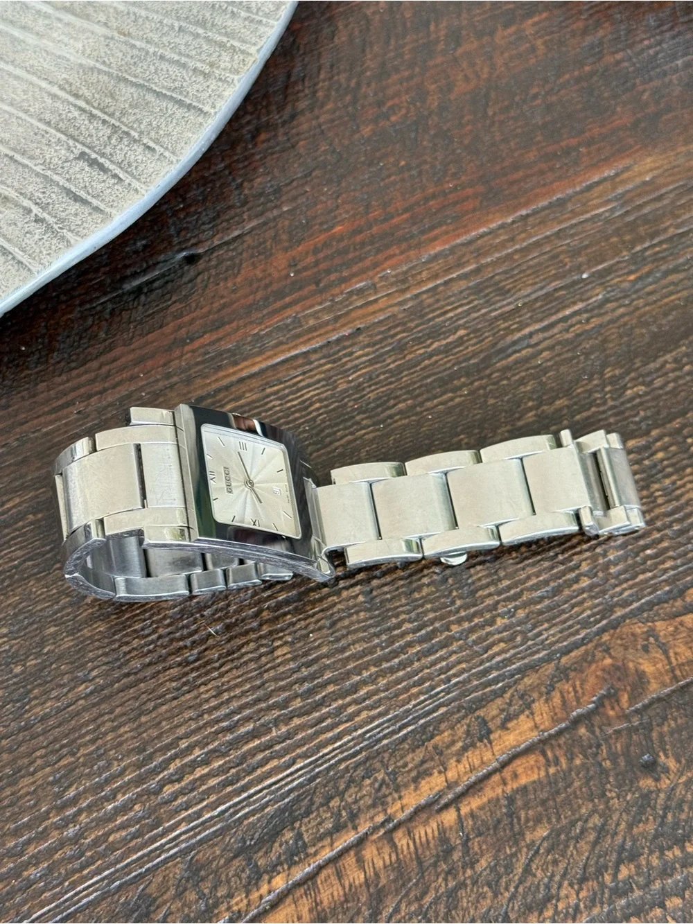 Men's Gucci Silver Stainless Steel Square Dial Bracelet Watch